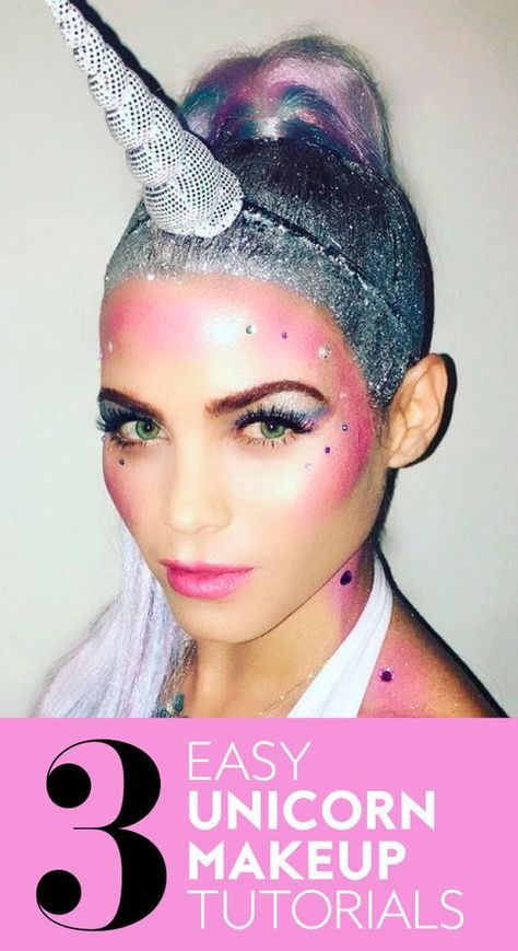 Unicorn Face Makeup, Easy Unicorn Makeup, Makeup Halloween Easy, Unicorn Makeup Tutorial, Makeup 2018, Perfect Cat Eye, Unicorn Makeup, Celebrity Halloween Costumes, Cat Eye Makeup