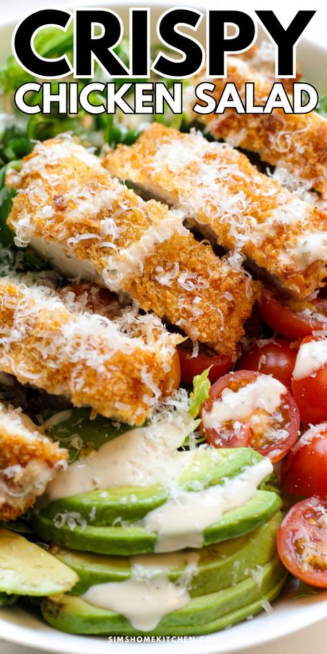 Easy Crispy Chicken, Crispy Chicken Salad, Sims Home, Crispy Chicken Salads, Crunchy Chicken, Delicious Chicken Breast Recipes, Honey Mustard Dressing, Chicken Pieces, Air Fried Chicken