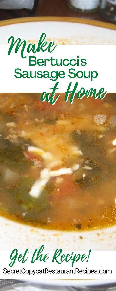 Bertuccis Sausage Soup, Recipe With Rice, Sausage Rice, Sausage Soup Recipes, Lentil Soup Recipe, Comfort Soup Recipes, Italian Sausage Soup, Lentil Soup Recipes, Sweet Italian Sausage