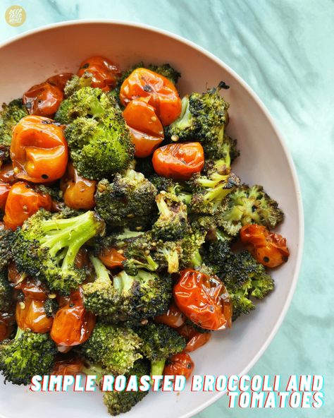 Roasted Broccoli and Tomatoes • deepfriedhoney Broccoli And Cherry Tomatoes, Tomato And Broccoli Recipes, Roasted Broccoli And Tomatoes, Broccoli Tomato Recipes, Broccoli And Tomato Recipes, Seasoned Broccoli, Broccoli Vegetable, Grilled Broccoli, Cherry Tomato Recipes