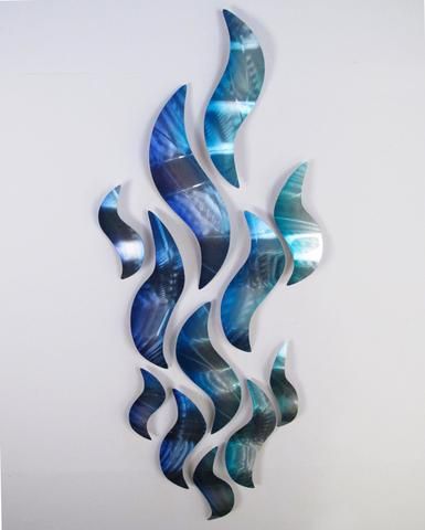 Sweeming Pool, Rip Tide, Metal Tree Wall Art, Blue Abstract Art, Metal Wall Sculpture, Wave Painting, Glass Fusing, Leaf Wall Art, Metal Tree