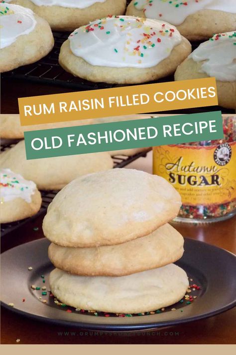 Raisin Filled Cookies Easy, Raisin Filled Cookies Old Fashioned, Raisin Cookies Old Fashioned, Raisin Filled Cookie Recipe, Raisin Filled Cookies, Cookie Dough Filling, Old Fashioned Recipe, Cookies Soft, Rum Raisin