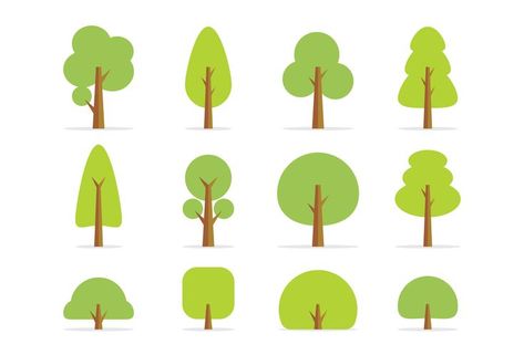 Flat Tree, Spring Cartoon, Adobe Animate, Cartoon Trees, Way Finding, Simple Icon, Children's Book Illustrations, Green Spring, Design Grafico