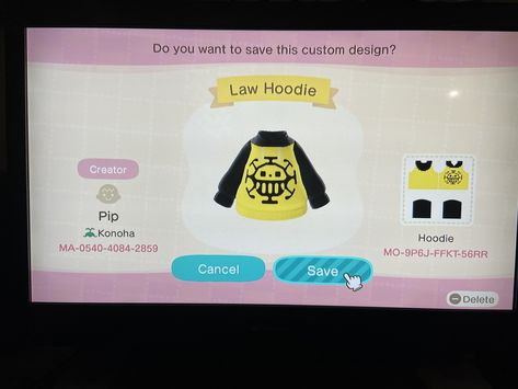 Animal Crossing New Horizons QR Custom Design One Piece Trafalgar Law Hoodie Animal Crossing One Piece Qr Codes, One Piece Animal Crossing New Horizon, One Piece Animal Crossing Design, One Piece Acnh Design, Acnh One Piece Designs, Animal Crossing One Piece, One Piece Animal Crossing, Acnh One Piece, One Piece Song