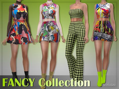 Inspired by TWICE's Fancy MV. Found in TSR Category 'Sims 4 Sets' Twice Clothing, Ts4 Clothes, Beaded Dress Short, Flare Pants Set, The Sims 4 Download, Los Sims, Sims 4 Mods Clothes, Sims 4 Cas, Cc Sims