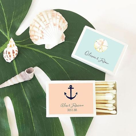 Personalized Tropical Beach Match Boxes Set of 50 Personalized Wedding Matches, Matchbooks Wedding, Wedding Matches Favors, Wedding Match Boxes, Personalized Match Boxes, Your Color Style, Match Boxes, White Tips, Tropical Bridal Showers