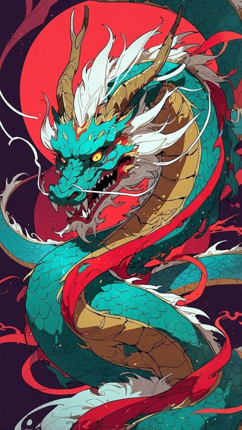 Japanese Dragon Illustration, Japan Art Drawing, Chinese Dragon Painting, Japanese Dragon Art, Dragon Mural, Dragon Tarot, Avengers Painting, Japanese Dragon Drawing, Japanese Pop Art