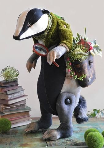 Botany Badger Card By Mister Finch Mister Finch Textile Art, Mr Finch Textile Artists, Mr Finch, Mister Finch, Fairytale Creatures, Textile Sculpture, Textile Fiber Art, African Textiles, Textile Artist