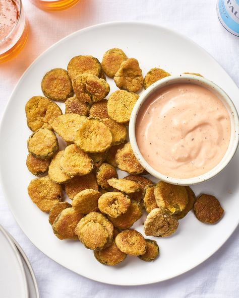 How To Make Oven-Fried Pickles — Cooking Lessons from The Kitchn Oven Fried Pickles, Baked Pickles, Fried Pickles Recipe, Fried Pickles, Popcorn Chicken, Easy Oven, Summer Snacks, How To Cook Rice, Fries In The Oven