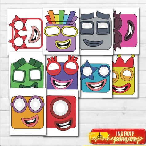 Printable NumberBlock Photo Props Images for NumberBlock - Etsy Brasil Numberblocks Birthday Party Decorations, Number Blocks Printable, Numberblocks Birthday Party, Printable Photo Props, Number Blocks, Cars Birthday Party Disney, Birthday Photo Props, Baby Posters, Creative Accessories