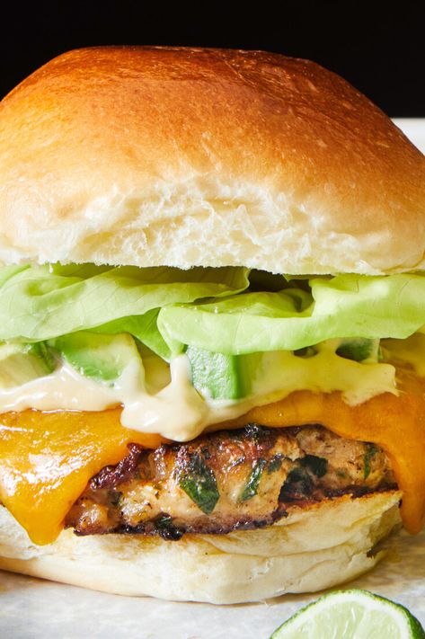 Smashed Chicken, Chicken Burger Recipe, Parsley Recipes, Chicken Burgers Recipe, Chicken Burger, Nyt Cooking, Burger Recipe, Burgers Sandwiches, It Goes On