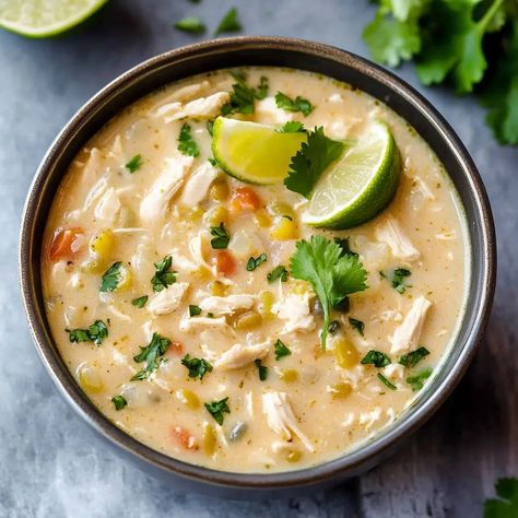 Creamy Crockpot White Chicken Chili Recipe - Chicken White Bean Chili Crockpot, White Bean Chili Crockpot, White Bean Chicken Chili Crockpot, White Chicken Chilli, Creamy Chicken Chili, White Chicken Chili Slow Cooker, White Chicken Chili Recipe, Chicken Chili Crockpot, White Bean Chicken Chili