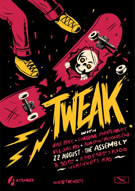 Tweak Poster on Behance Gig Posters Design, Posters Conception Graphique, 포트폴리오 레이아웃, Punk Poster, Gig Poster, Music Poster Design, Flyer Design Inspiration, Design Brochure, Gig Posters