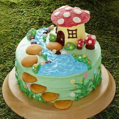 Fairy Garden Cake Toadstool Cake, Fairy Garden Cake, Mushroom Cake, Betty Crocker Cake, Resipi Kek, Garden Cake, Fairy Garden Birthday Party, Anniversaire Diy, Garden Cakes