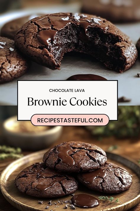 Indulge in these decadent molten chocolate cookies, a true delight for chocolate lovers! With a rich, fudgy texture and a gooey chocolate center, these cookies are bursting with intense chocolate flavor. Perfect for satisfying your sweet tooth, they make an irresistible dessert for any occasion. Treat yourself and your guests to a warm, gooey experience that will leave everyone craving more! Cookie Brownie Recipe, Dessert Platter, Molten Chocolate, Chocolate Lava, Types Of Chocolate, Melted Chocolate, Cookies Recipes, Chocolate Craving, Brownie Cookies