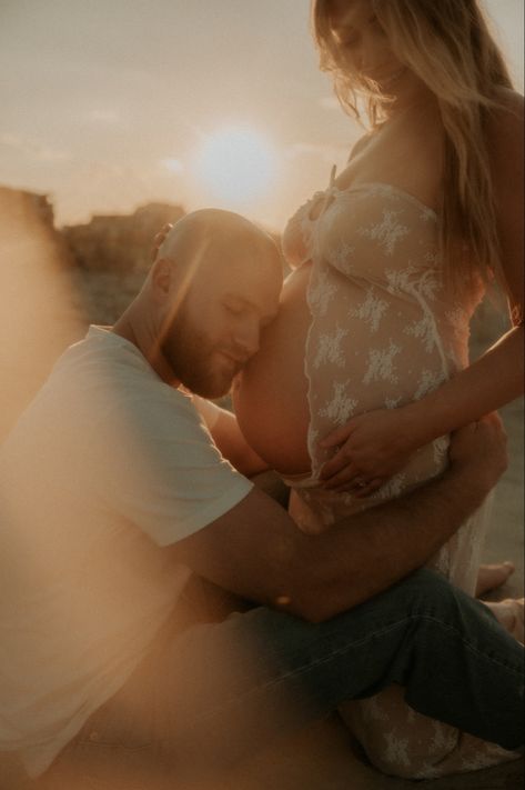 Beach Maternity Photos Maternity Beach Photoshoot Outfit, Beach Maternity Photoshoot Ideas, Sunrise Maternity Pictures Beach, Boho Maternity Photos, Announcement Photoshoot, Maternity Beach, Pregnancy Pics, Baby Announcement Photoshoot, Beach Maternity Photos