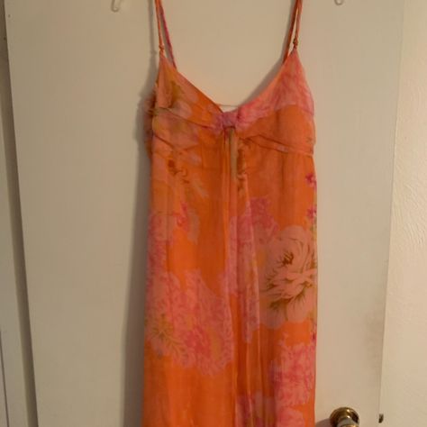 Sundress Y2k, Orange And Pink Aesthetic, Chiffon Sundress, Thrift Clothes, Dr Wardrobe, Thrifted Outfits, Dresses Chiffon, Future Mom, Newport News