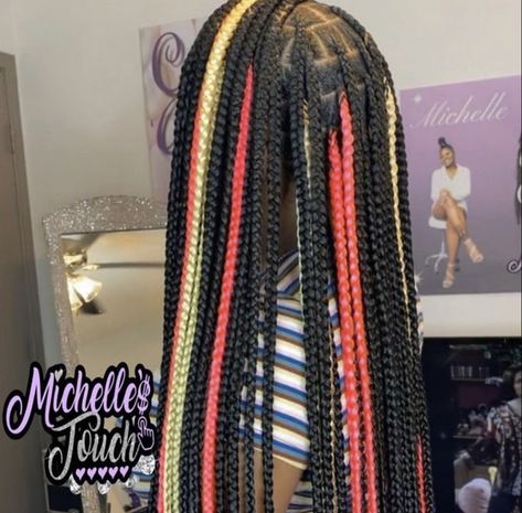 Braids Ideas With Color, Long Knotless Box Braids With Color, Knotless Color Braids, Long Knotless Braids With Color, Different Color Knotless Braids, Colorful Knotless Braids, Braid Color Ideas, Peek A Boo Box Braids, Baddie Braids