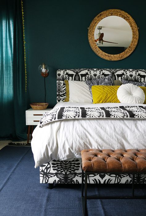 dark teal bedroom ideas detail Dark Teal Bedroom Ideas, Dark Teal Bedroom, Dark And Moody Bedroom, Bedroom Transformation, Teal Bedroom, Bedroom Reveal, Moody Bedroom, Dark Bedroom, Neutral Room