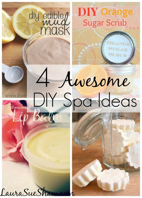 4 Awesome DIY Spa Ideas ~ Some  easy diy home spa recipes! Diy Spa Ideas, Diy Spa Night, Spa Day Ideas, Diy Spa Recipes, Diy Home Spa, Diy Spa Treatments, Spa Day Party, Spa Recipes, Diy Spa Day