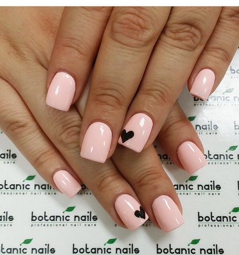 Nails Pink And Black, Beautiful Wedding Nails, Feb Nails, Valentine Nails Pink, Latest Nails, Nails Colour, Botanic Nails, Nails Arts, Light Pink Nails