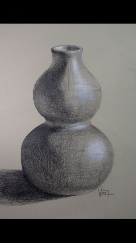 Proportions Drawing Objects, Flower Vase Drawing Pencil, Vase Drawing Pencil, Vase Sketch Pencil, Vase Reference, Pencil Shading Drawings, Shading Reference, Vase Sketch, Flower Vase Drawing