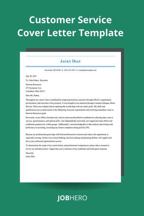 Customer Service Cover Letter Template Caption: Gearing up for a great career in customer service? 🤩 Show them you mean business with one of our eye-catching customer service cover letter templates! #Jobs #JobSearch #JobSeekers #Career Customer Service Cover Letter, Perfect Cover Letter, Professional Cover Letter, Job Titles, Best Cover Letter, Resignation Letters, Customer Service Jobs, Resume Summary, Create A Resume