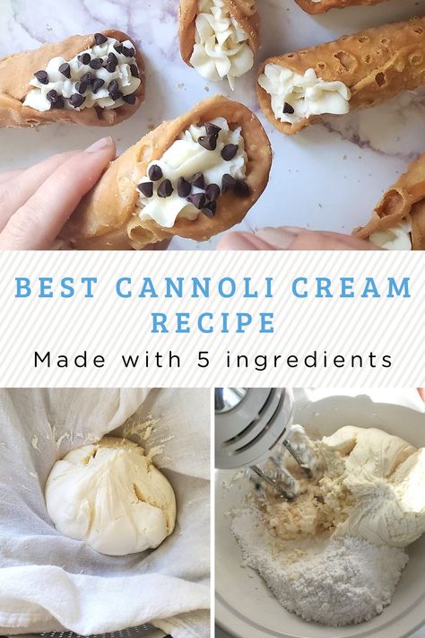 How To Make Cannolis Homemade, Easy Canolis Recipe, Ricotta Filling For Cannoli, Canolis Recipe Italian Authentic, Diy Canolis, Cannoli Filling Flavors, Canolli Filling Recipe Cannoli, Cannoli Filling With Cream Cheese, Chocolate Cannoli Filling