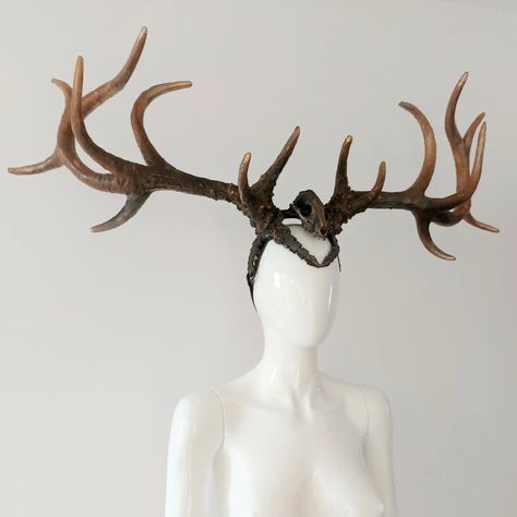 #costume #pagan #costumeideas #wicca #witchy Antlers Headpiece, Pagan Outfits, Raccoon Skull, Castle Party, Polyurethane Resin, Body Features, For My Friend, I Forgot, Larp