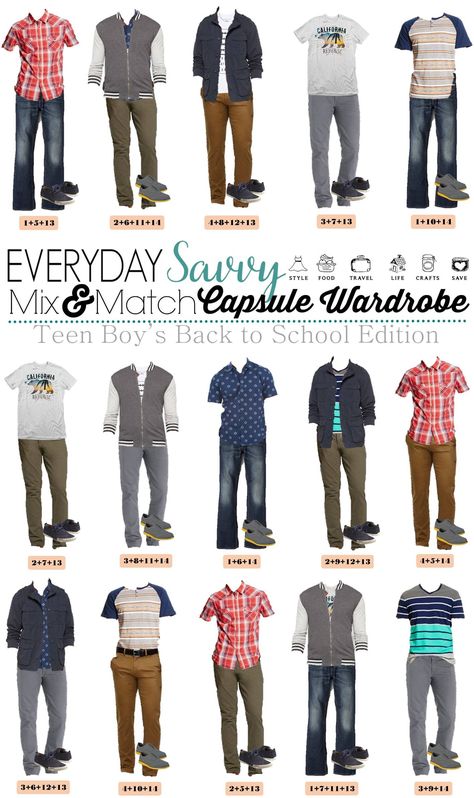 We know that buying boys teenage back to school outfits can be tough. This list makes back to school shopping easy. We put together 15 mix and match outfits for school including shoes! Everything is from Target and you can buy all 14 items including shoes for a great price. Teenage Guys Fashion, Toddler Boy Dress Clothes, Back School Outfits, Boys Teenage, Outfits For Teenage Guys, Teenager Boys, School Outfits Highschool, Boys Outfits