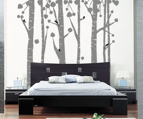 Made from vinyl so removable with no wall damage, love this. Birch Tree Nursery, Forest Decal, Birch Tree Wall Decal, Birch Tree Wall, Wall Painting Living Room, Nursery Stickers, Tree Mural, Tree Stencil, Tree Decals