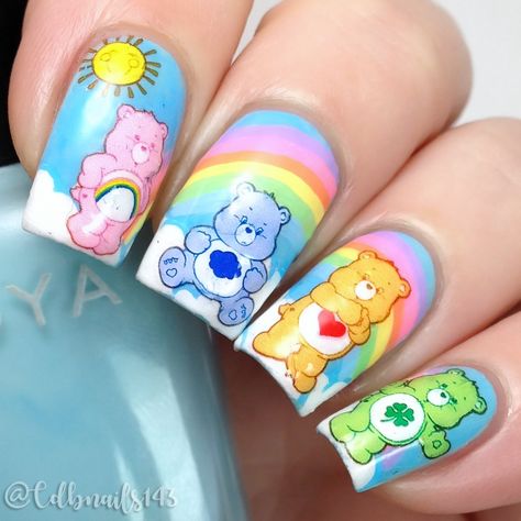 Nail Pop-Carebears Care Bear Nails, Bear Nails, Tenderheart Bear, Grumpy Bear, Funshine Bear, Cheer Bear, Bears Nails, Nail Pops, Cat Nails