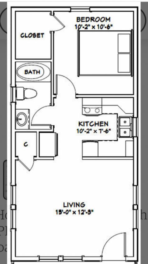 20x20 Floor Plan Tiny Homes, 20x24 Floor Plans, 12x20 Tiny House Floor Plans, 12x32 Tiny House Floor Plans, Studio Apartment Floor Plans, 1 Bedroom House Plans, Guest House Plans, Small Cottage House Plans, House Plans Ideas