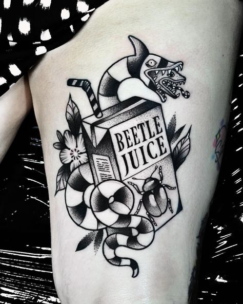 This is such a cool blackwork Beetlejuice sandworm by Meg Ferry!  Created with #magnumtattoosupplies ❤️  #tattoo #tattooartist #tattoos #tattooart #blackwork #blackworktattoo #beetlejuice #beetlejuicebeetlejuice #beetlejuice2 #timburtontattoo #beetlejuicetattoo #sandwormtattoo Beetlejuice Tattoo Traditional, Sandworm Tattoo Beetlejuice, Beetlejuice Worm Tattoo, Sandworm Beetlejuice Drawing, Sand Worm Beetlejuice Tattoo, Beetlejuice Tattoo Design, Beatle Juice Tattoo Ideas, Traditional Beetlejuice Tattoo, Beetle Juice Sandworm Tattoo