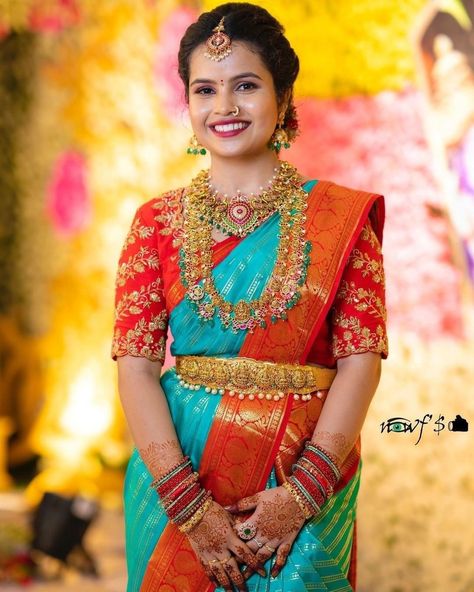 Bangles For Pattu Sarees, Pattusarees Latest, Maggam Work Blouse Designs Latest For Pattu Sarees Bridal, Pattu Saree Blouse Designs Wedding, Vadanam Latest Designs, Blouse Maggam Work Designs Latest, Red Blouse Maggam Work Designs, Latest Bridal Blouse Designs 2024, Blue Blouse Maggam Work