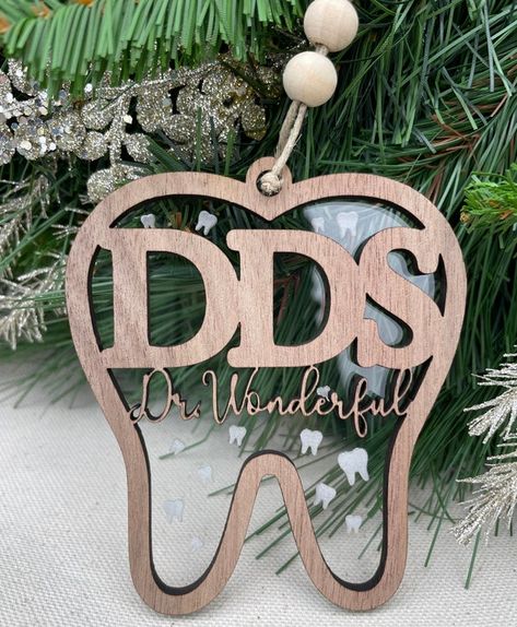 Personalized Dentist Christmas Ornament DDS Tree Ornament | Etsy Tooth Decor, Dentist Ornaments, Tooth Ornaments, Dentist Christmas, Acrylic Background, Dental Hygienist Gifts, Dental Gifts, Tooth Design, Beautiful Decoration