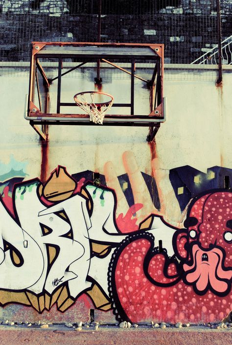 The old basketball court #graffiti #mural #street #art Nc State Basketball, Basketball Bedroom, Street Basketball, Uk Basketball, Basketball Systems, Best Basketball Shoes, Basketball Wallpaper, Basketball Art, Basketball Pictures