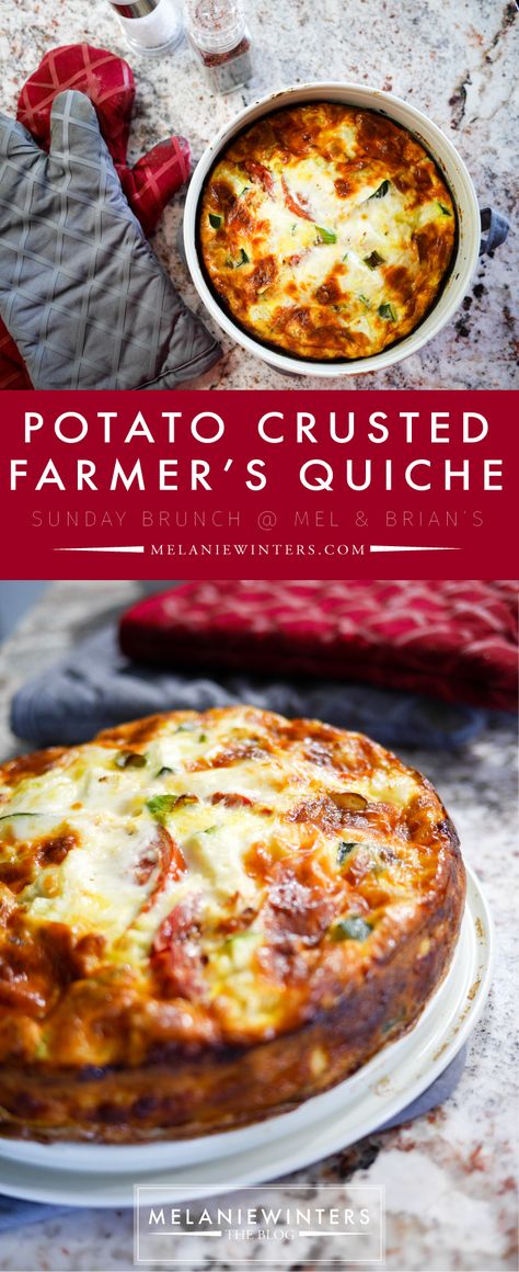 Gluten free and packed with fresh veggies, you can feel good about going back for seconds with this potato crusted farmer's quiche. Lunch Recipes For Company, Potato Quiche Recipes, Quiche Potato, Gf Quiche, Potato Crusted Quiche, Quiche With Potato Crust, Potato Crust Quiche, Sweet Potato Crust Quiche, Gluten Free Quiche