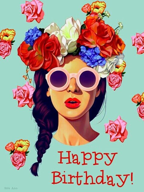 Happy Birthday Hippie, Happy Birthday Illustration, Happy Birthday Woman, Happy Birthday Vintage, Birthday Greetings Friend, Happy Birthday Art, Happy Birthday Greetings Friends, Happy Birthday Wishes Images, Birthday Illustration