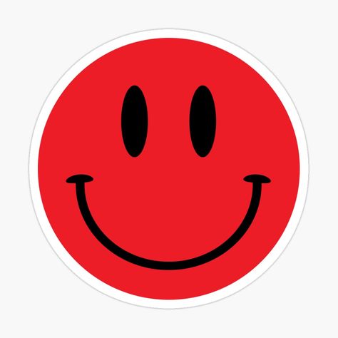 Get my art printed on awesome products. Support me at Redbubble #RBandME: https://www.redbubble.com/i/sticker/Red-Smiley-by-vonkhalifa15/65240378.EJUG5?asc=u Smiley Emoji Wallpaper, Red Smiley Face, Smiley Sticker, Red Clipart, Pretty Stickers, Smiley Design, Smile Logo, Red Crayon, Emotions Activities