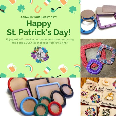 Enjoy 20% off of everything on our website with the code LUCKY at checkout! Thread Organization, Small Cross Stitch, Framed Cross Stitch, Needle Minders, Dmc Thread, Small Crosses, Lucky Day, Stay Home, Stitch Embroidery