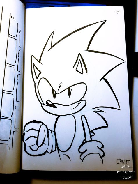 Brandon Santiago ‏   @4BrandonJS4  Sketch 17 Almost forgot to do today’s sketch. So figured to draw a fast one of a fast boy. #sketch #sketchbook #sonic #sega Sonic Sketch Art, Letras Comic, Sonic Sketch, Drawing Sonic, Draw Sonic, How To Draw Sonic, Boy Sketch, Head Drawing, Sonic Mania