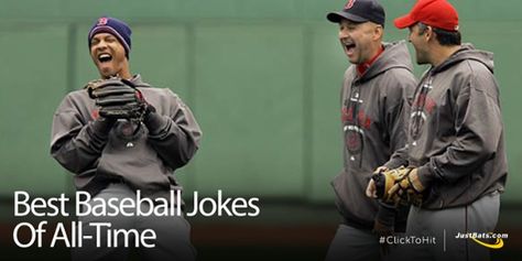 Conversation jokes, knock knock jokes, and one-liners. The JustBats team has compiled the ultimate list of the best baseball jokes online. Click to read more and see if your favorite joke made the cut. | JustBats.com Blog Jokes Knock Knock, Baseball Puns, Baseball Jokes, Kids Jokes, Baseball Theme Party, Sport Quotes Motivational, Baseball Pictures, Baseball Humor, Baseball Uniforms