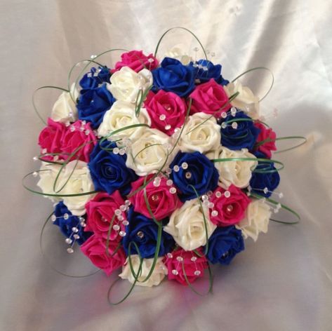 Rose Bride, Happy Hollidays, Artificial Wedding Flowers, Wedding Renewal, Hot Pink Weddings, Blue Weddings, Gift Favors, Flower Girl Bouquet, Kids Homemade