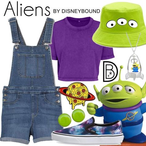 Disneybound Outfits Cruise, Disney Bound Hook, Toy Story Alien Disneybound, Pixar Disney Outfits, Toy Story Outfit Ideas Disney Inspired, Disney Character Themed Outfits, Disney Character Outfit Ideas, Disney Bound Toy Story, Hollywood Studios Disneybound