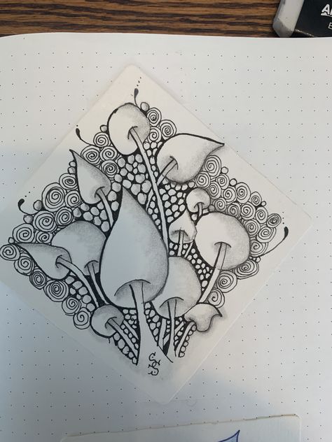 Zentangle Ladybug, Color Markers Art, Jetties Zentangle, Eni Oken Zentangle, Zentangle Organic Tangles, Verdigogh Zentangle, Abstract Pencil Drawings, Zentangle Flowers, Doodle Art Flowers