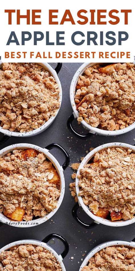 Individual Apple Cobbler, Individual Apple Crisp Recipe, Apple Crisp With Oats, Apple Crisp No Oats, Apple Crisp With Oatmeal, Homemade Apple Crisp, Easy Apple Crisp, Oatmeal Crisp, Healthy Apple Crisp