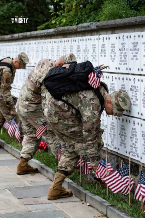 In the pre-dawn darkness of Thursday, May 26, uniformed members of the military spread out among the headstones of Arlington National Cemetery, their rucksacks filled with American flags. Old Guard, Arlington National Cemetery, American Flags, National Cemetery, The Military, Military History, Cemetery, Memorial Day, American Flag