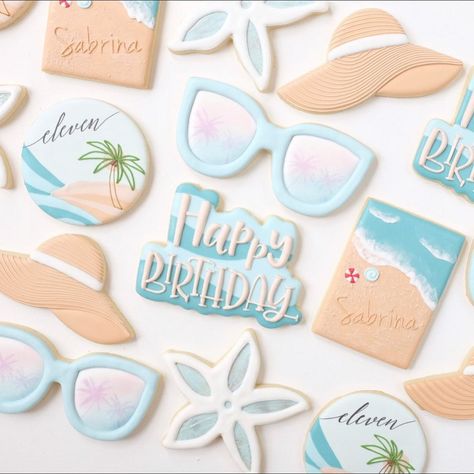 Cookie Corner, Bachelorette Cookies, Beach Cookies, Fruit Animals, Summer Cookies, Thirsty Thursday, Beach Birthday, Cookie Inspiration, Cookies Decorated