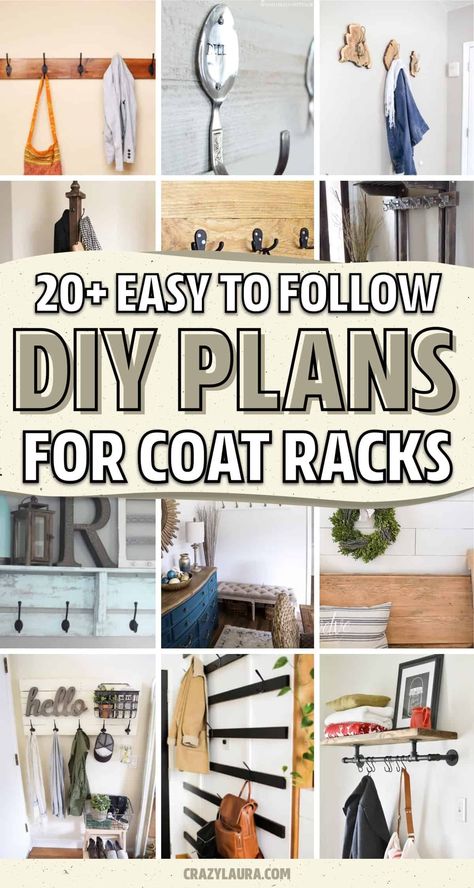 Coat Rack Wall Entryway, Wall Mounted Coat Rack Entryway, Coat Hooks Hallway, Diy Coat Hooks, Entry Coat Rack, Kids Coat Rack, Coat And Shoe Storage, Shoe Rack For Small Spaces, Pallet Coat Racks